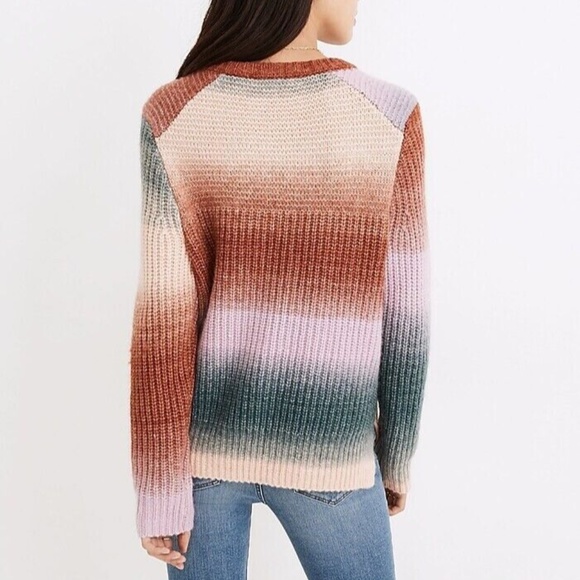 Madewell Space Dyed Striped Sweater Button Shoulder Crew Pullover Wool Alpaca XL - Picture 4 of 13